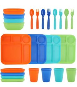Your Zone 24-Piece Plastic Square Dinnerware Set for Kids