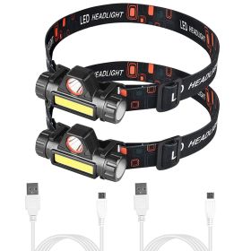 2 Packs Waterproof Rechargeable Headlamp IPX4