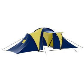 9-Person 3-Room Family Camping Tent – Blue & Yellow