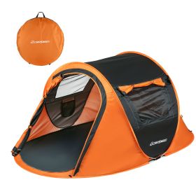 2 Person, Black + Orange Pop Up Camping Tent