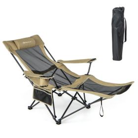 Camping Lounge Chair w/ Detachable Footrest Adj. Backrest