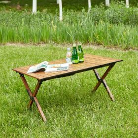 Folding Aluminum Camping Table 37" Roll-Up Rectangular Table
