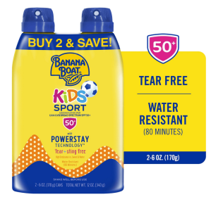Banana Boat Kids Sport Sunscreen Spray SPF 50 – Twin Pack