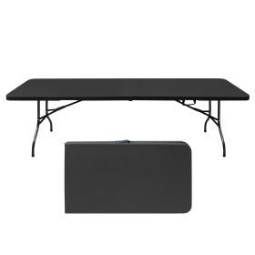 8ft Folding Table, Heavy-Duty Portable Table for Camping, Black
