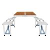 Aluminum Alloy Table And Chair One Piece Wood Grain Color