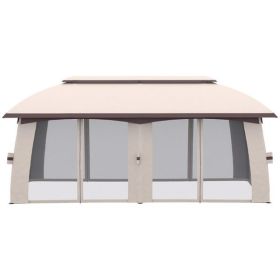 Outdoor Patio Gazebo 10' x 20' Canopy Shelter w/ Netting Beige