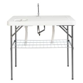 Rectangular Foldable Outdoor Fish Cleanning Table White