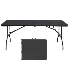 6ft Folding Plastic Table for Camping Black