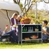 Folding Camping Table with 2-Tier Open Shelves for Outdoor