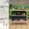Folding Camping Table with 2-Tier Open Shelves for Outdoor