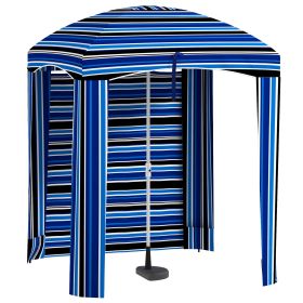 Outsunny Portable Beach Umbrella, Carry Bag, Blue Stripe