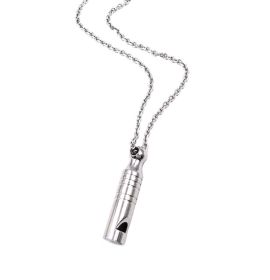 Emergency Survival Whistle Stainless Steel Pendant Necklace