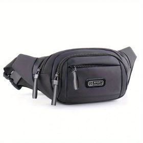 Black High-capacity Waterproof Fanny Pack; Outdoor Waist Bag