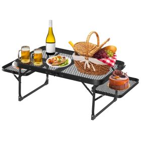 Foldable Aluminum Alloy Camping Table with 2 Side Trays