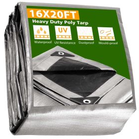 16ft x 20ft Heavy Duty Poly Tarp/ Silver+Black