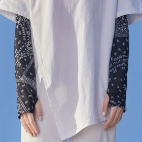 Sun Screen Cooling Arm Sleeves & Mask Bandana w/ Ear Loops (Color: Black [arm Sleeve])
