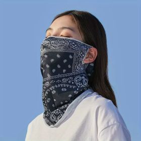 Sun Screen Cooling Arm Sleeves & Mask Bandana w/ Ear Loops (Color: Black [mask])