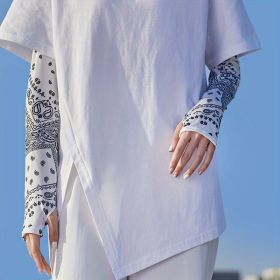 Sun Screen Cooling Arm Sleeves & Mask Bandana w/ Ear Loops (Color: White [arm Sleeve])