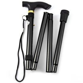 Foldable Lightweight Adjustable Walking Stick and Trekking Pole (Color: black)