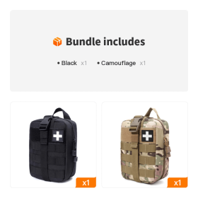 Outdoor Tactical First Aid Kit with Emergency Accessories (Color: Black+Camouflage)