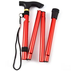 Foldable Lightweight Adjustable Walking Stick and Trekking Pole (Color: Red)