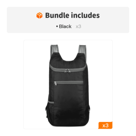 Lightweight Backpack For Camping; Hiking and Cycling (Color: Black*3)