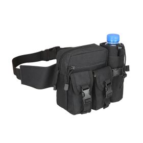 Tactical Waist Bag Denim Waistbag With Water Bottle Holder (Color: black)