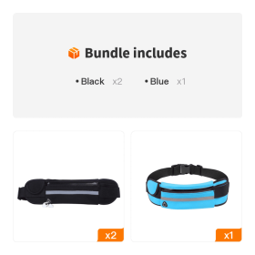 Running Accessories Set – Sports  Waist & Hydration Backpack (Color: Black*2+Blue)