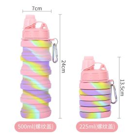 500ML Large Capacity Folding Silicone Sports Water Bottle (Color: 500ml Pink-A)