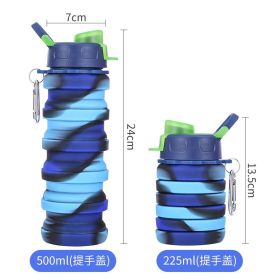 500ML Large Capacity Folding Silicone Sports Water Bottle (Color: 500ml Blue-B)