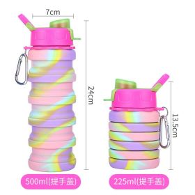 500ML Large Capacity Folding Silicone Sports Water Bottle (Color: 500ml Pink-B)