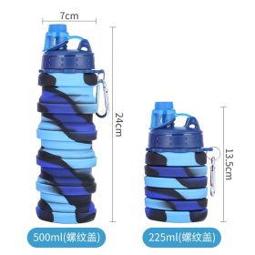 500ML Large Capacity Folding Silicone Sports Water Bottle (Color: 500ml Blue-A)