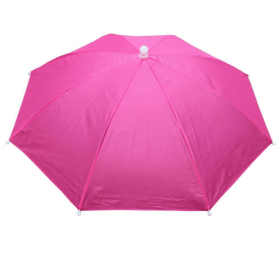Portable Rain Hat Outdoor Folding Umbrella Fishing Sun Shade (Color: Rose)