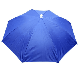 Portable Rain Hat Outdoor Folding Umbrella Fishing Sun Shade (Color: Sapphire Blue)