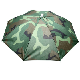 Portable Rain Hat Outdoor Folding Umbrella Fishing Sun Shade (Color: Camouflage)