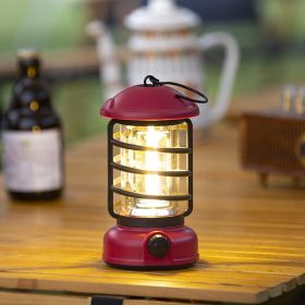 400 Lumens COB Battery Powered Retro Style Camping Light (Color: L803B-Red)