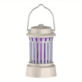 Electric Insect Repellent Camping Lantern – 360° Rechargeable (Color: Silver Gray)
