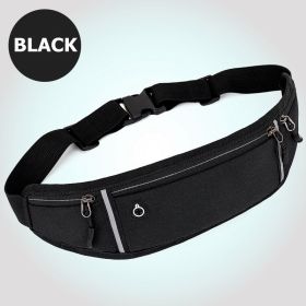 Small Fitness Waist Bag With Adjustable Strap For Hiking (Color: black)