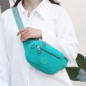 Simple Waist Bag; Letter Patch Decor Crossbody Bag (Color: Sky Blue)