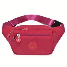 Simple Waist Bag; Letter Patch Decor Crossbody Bag (Color: Red)