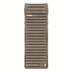 Inflatable Camping Sleeping Pad with Built-In Pillows (Color: brown)