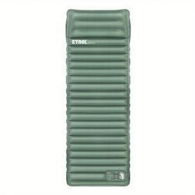 Inflatable Camping Sleeping Pad with Built-In Pillows (Color: Light Green)