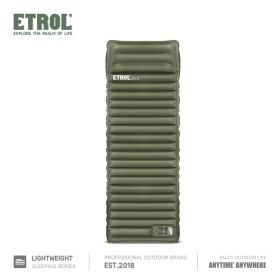 Inflatable Camping Sleeping Pad with Built-In Pillows (Color: Olive Green)