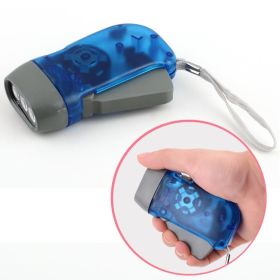 Manual Crank Electric Flashlight, Power When You Need It Most (Color: Blue)
