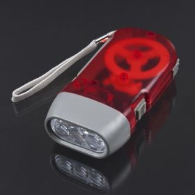 Manual Crank Electric Flashlight, Power When You Need It Most (Color: Red)