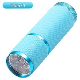 Glow In Dark Flashlight; Rubber Coated Mini 9 LED Flashlight (Color: Blue-1PC Without Battery)