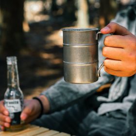 Outdoor large capacity stainless steel mug (select: Stainless steel mug-Silver)