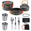 Outdoor 2-3 people camping teapot cutlery cookware set