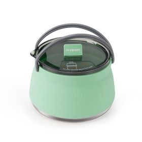Outdoor Open Fire Portable Silicone folding kettle for Camping (Color: Silicone cookware-green)