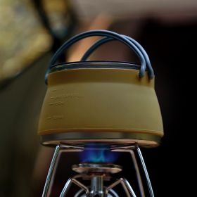 Outdoor Open Fire Portable Silicone folding kettle for Camping (Color: Silicone cookware-yellow)